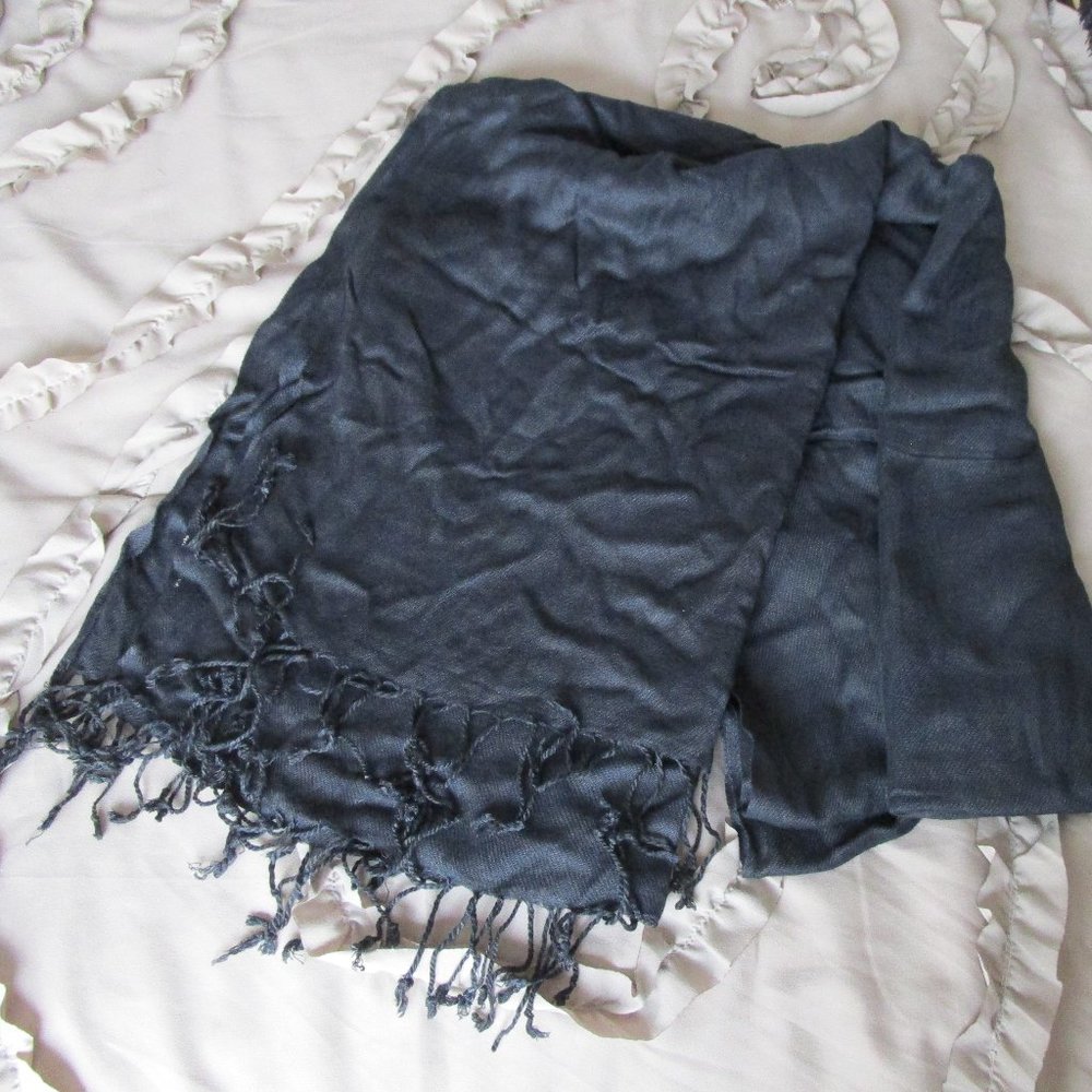 Large Solid Black Scarf Shawl - image 2